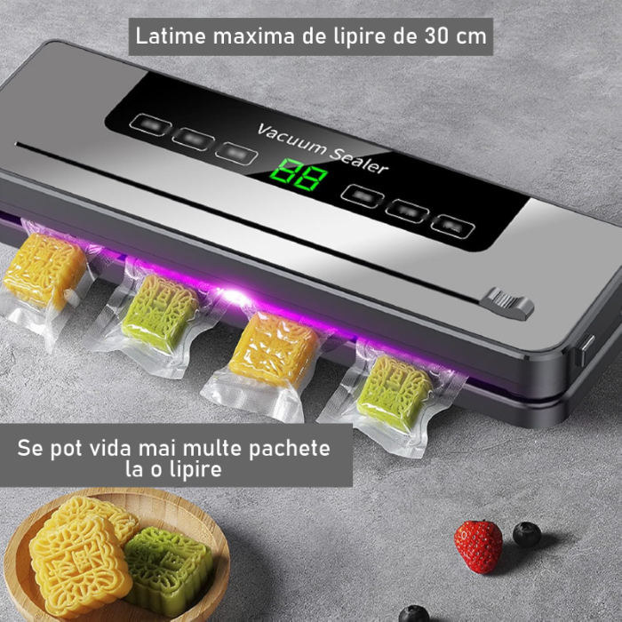 Aparat de Vidat Rapid si Compact cu 5 Moduri de Sigilare SUPER TRENDS®, Afisaj Inteligent, 10 Pungi Pentru Vidat Incluse, Cutter Incorporat, Gri [4]