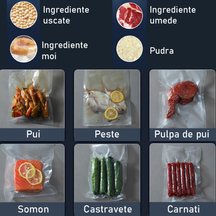 Aparat de Vidat Rapid si Compact cu 5 Moduri de Sigilare SUPER TRENDS®, Afisaj Inteligent, 10 Pungi Pentru Vidat Incluse, Cutter Incorporat, Gri [7]