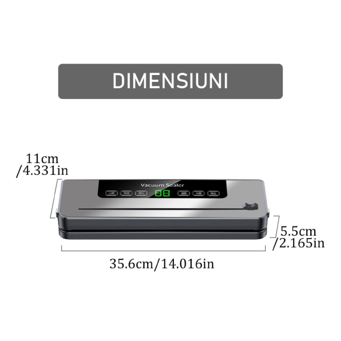 Aparat de Vidat Rapid si Compact cu 5 Moduri de Sigilare SUPER TRENDS®, Afisaj Inteligent, 10 Pungi Pentru Vidat Incluse, Cutter Incorporat, Gri [10]