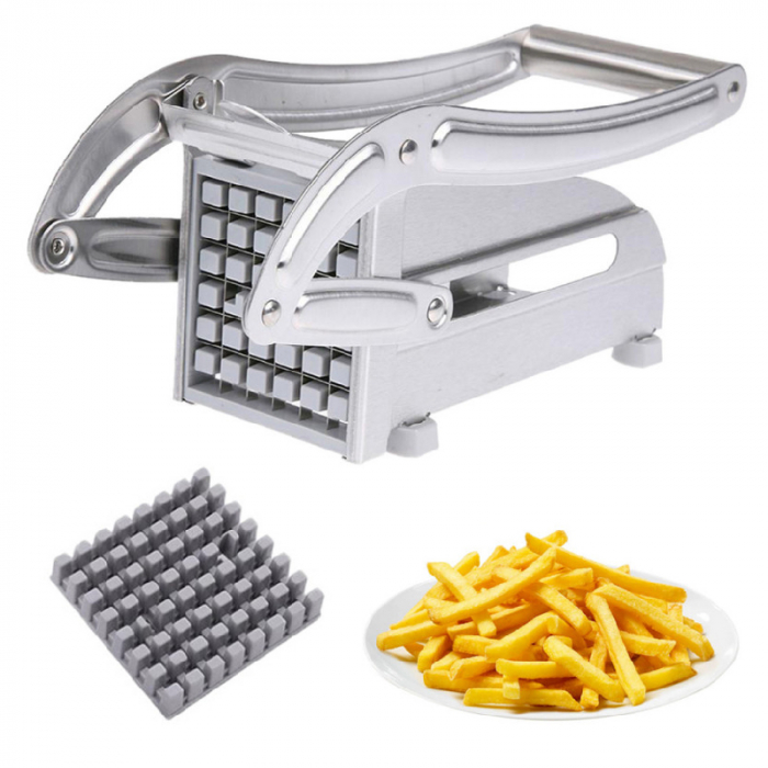 Aparat Pentru Taiat Cartofi Pai SUPER TRENDS®, Profesional, 2 Site de Feliat, Din Otel Inoxidabil, Picioruse de Sprijin Din Silicon Anti-Derapante, 26x9x12cm [2]