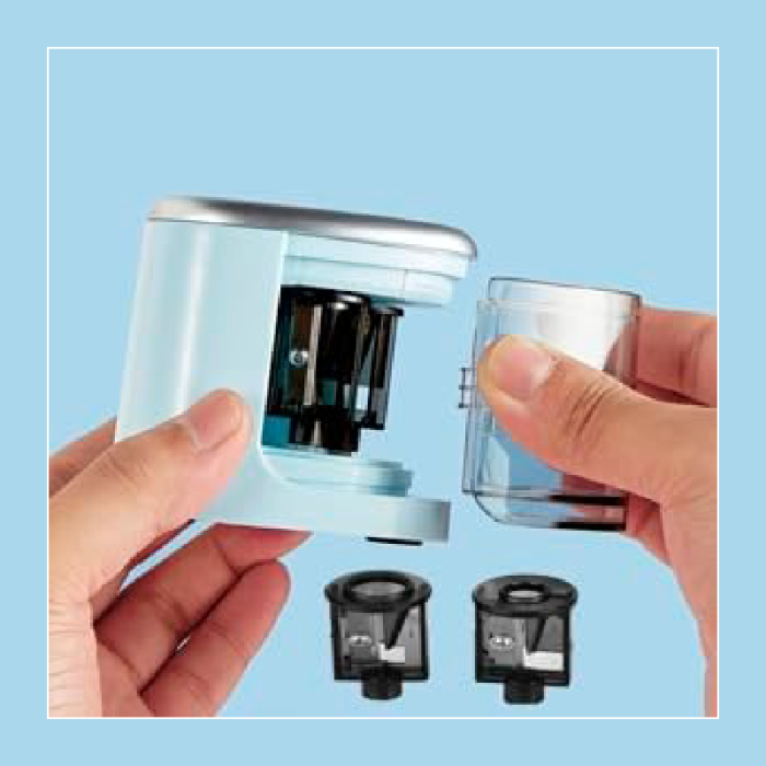 Ascutitoare Electrica Pentru Creioane SUPER TRENDS®, cu Doua Orificii de 6–8 mm si 9–12 mm, Oprire Automata, Albastru [3]