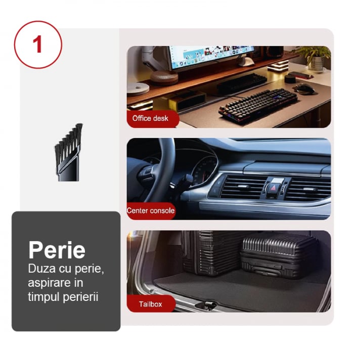 Aspirator de Mana Profesional SUPER TRENDS®, cu Acumulator, Puternic si Usor, Putere 150W, Acumulator 18.5V 1.3Ah, 6 Accesorii, Aspirare Uscata, Suflare, Vacuum pentru Casa si Masina, Negru [3]