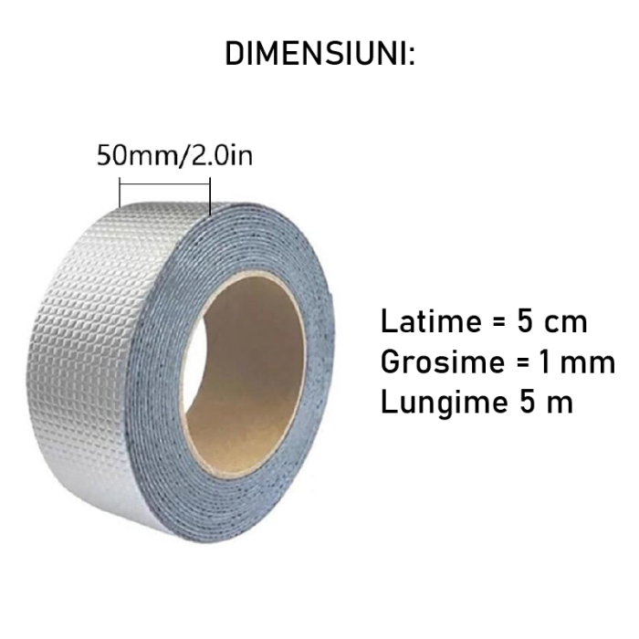 Banda Adeziva cu Finisaj din Aluminiu SUPER TRENDS®, Rezistenta la Apa, cu Aderenta Sporita 5 cm x 5 m, Argintie [2]