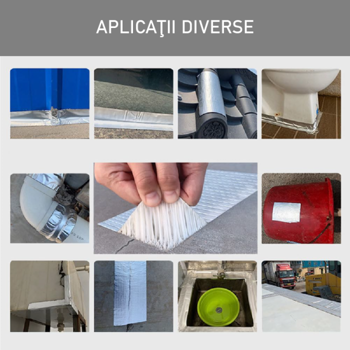 Banda Adeziva cu Finisaj din Aluminiu SUPER TRENDS®, Rezistenta la Apa, cu Aderenta Sporita 5 cm x 5 m, Argintie [4]