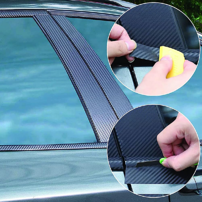 Banda Autoadeziva de Protectie Model Carbon Premium SUPER TRENDS®, Pentru Protejarea Pragurilor si Elementelor Din Masina, 7 cm x 3 m, Neagra [8]
