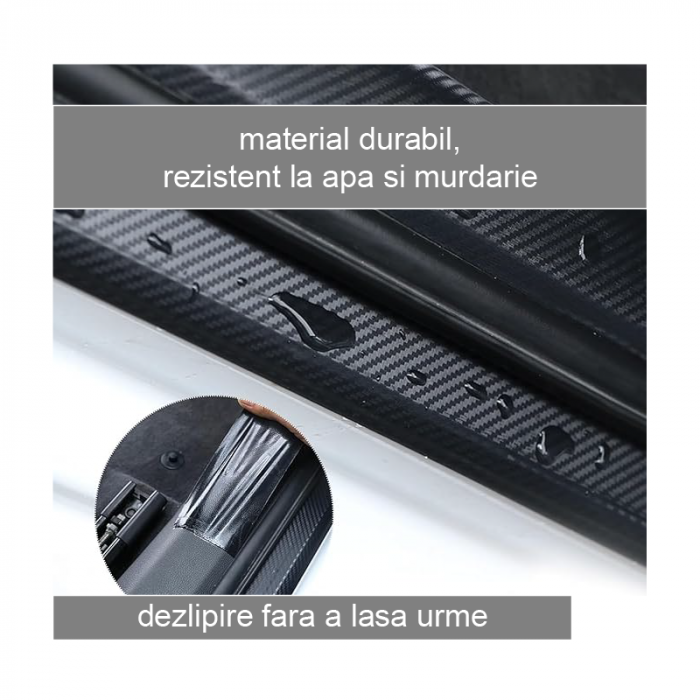 Banda Autoadeziva de Protectie Model Carbon Premium SUPER TRENDS®, Pentru Protejarea Pragurilor si Elementelor Din Masina, 7 cm x 3 m, Neagra [6]