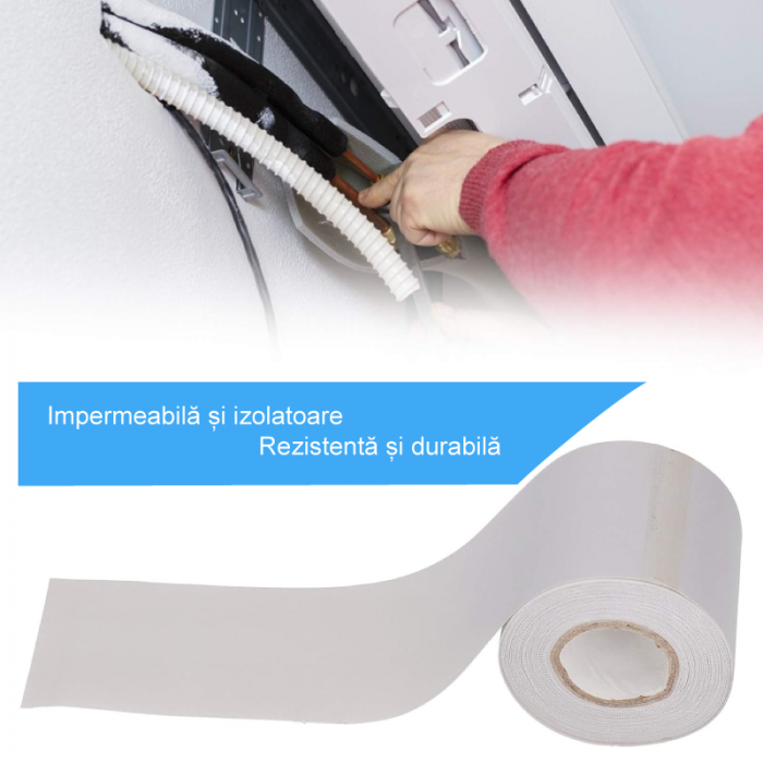 Banda de Matisat Tevi Profesionala SUPER TRENDS®, 9 cm x 25 m, Material PVC, Pentru Izolarea Tevilor, Potrivita Pentru Montaj Aparate de Aer Conditionat, Alba [8]