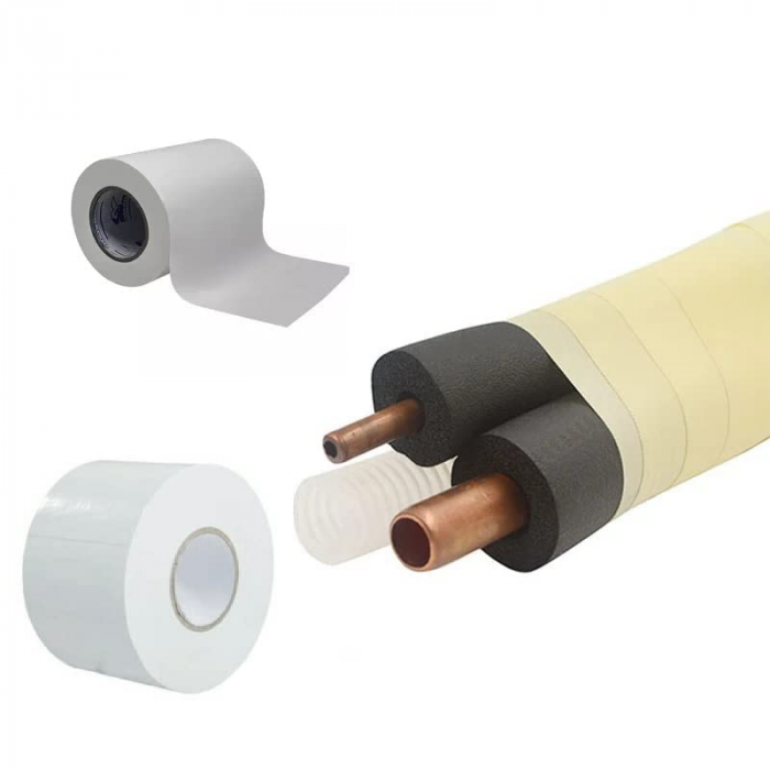 Banda de Matisat Tevi Profesionala SUPER TRENDS®, 9 cm x 25 m, Material PVC, Pentru Izolarea Tevilor, Potrivita Pentru Montaj Aparate de Aer Conditionat, Alba [2]