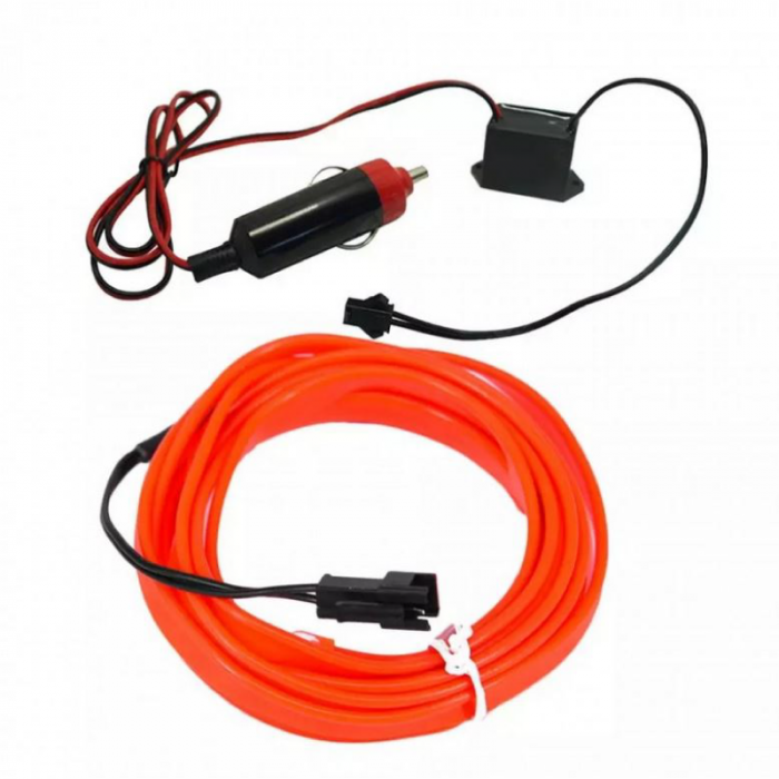 Banda LED Premium SUPER TRENDS®, cu Lumina Ambientala Pentru Autoturism Usi sau Bord, Cablu si Mufa Pentru Bricheta Auto 12 V, Lungime 5 M, Albastra [2]