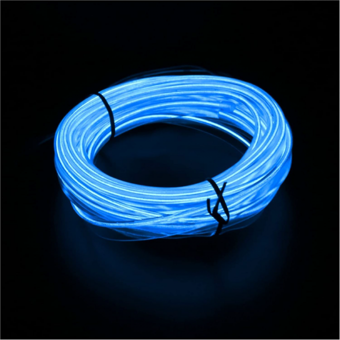 Banda LED Premium SUPER TRENDS®, cu Lumina Ambientala Pentru Autoturism Usi sau Bord, Cablu si Mufa Pentru Bricheta Auto 12 V, Lungime 5 M, Albastra [3]