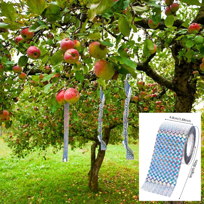 Banda Reflectorizanta Sperietoare de Pasari SUPER TRENDS®, 80 m x 4.8 cm, Protectie si Descurajare a Porumbeilor, pentru Balcoane, Gradini si Acoperisuri, Model Holografic [6]