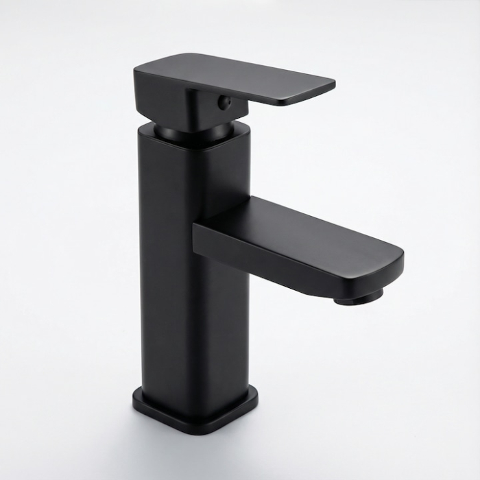 Baterie Chiuveta Baie Premium Class Din Otel Inoxidabil, Baterie Chiuveta Baie Cu Cartus Ceramic Si Finisaj Negru Mat, Racorduri Incluse, Design Monocomanda Pentru Lavoare Tip Bowl, Baterie Chiuveta Baie 17 Cm Inaltime, Burete Vileda Glitzi [9]