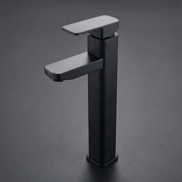 Baterie Chiuveta Baie Premium Class Din Otel Inoxidabil, Cadou Burete Vileda Glitzi, Baterie Chiuveta Baie Cu Cartus Ceramic Si Finisaj Negru Mat Rezistent, Racorduri Incluse, Design Monocomanda Pentru Lavoare Tip Bowl, Baterie 30 cm [11]