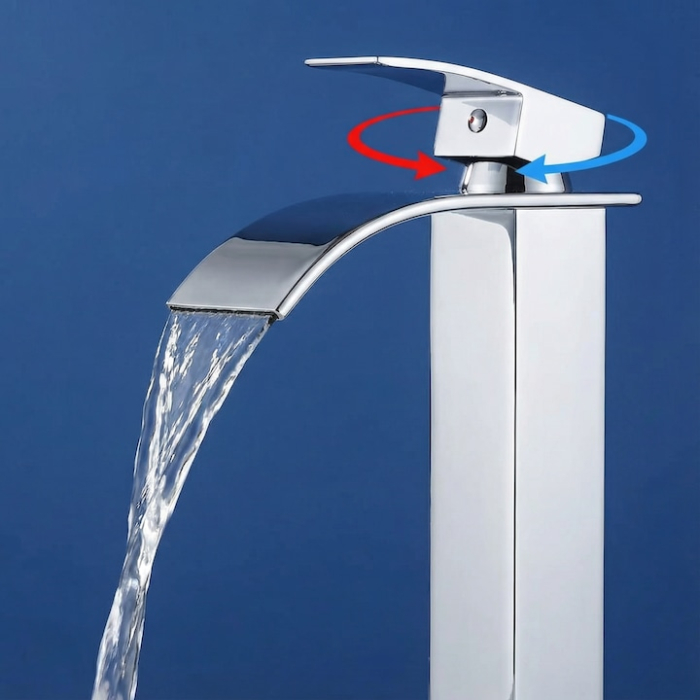 Baterie Chiuveta Baie SUPER TRENDS monocomanda tip cascada, otel inoxidabil, argintie, 30cm, racorduri incluse, burete Vileda Glitzi cadou [11]