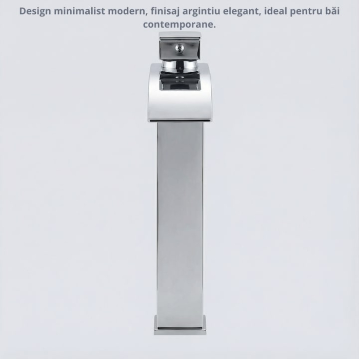 Baterie Chiuveta Baie SUPER TRENDS monocomanda tip cascada, otel inoxidabil, argintie, 30cm, racorduri incluse, burete Vileda Glitzi cadou [6]