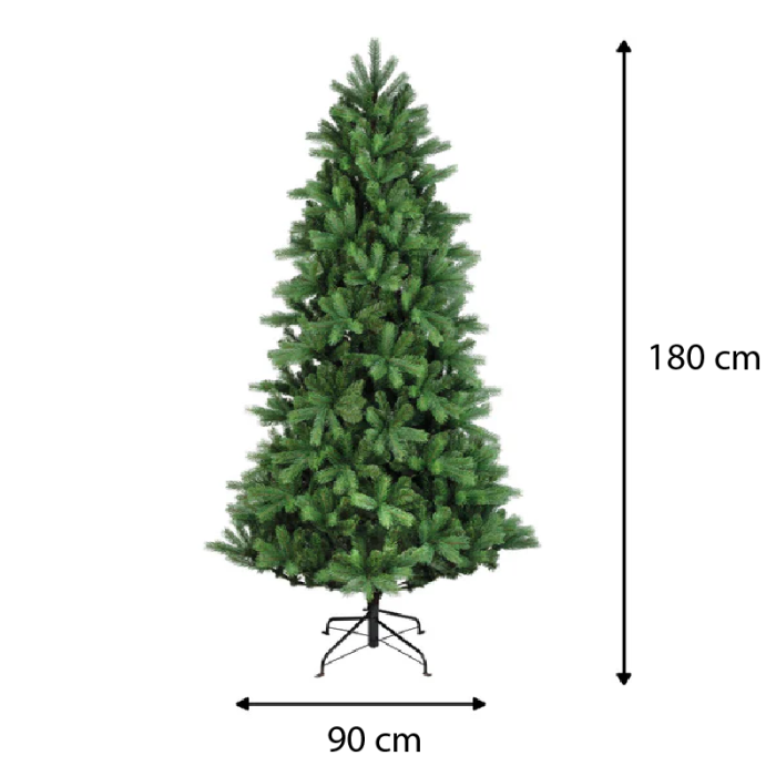 Brad Artificial cu Aspect Natural si Bogat SUPER TRENDS®,  Ace 2D & 3D din PVC, 180 cm, Suport Inclus, Verde Intens [2]