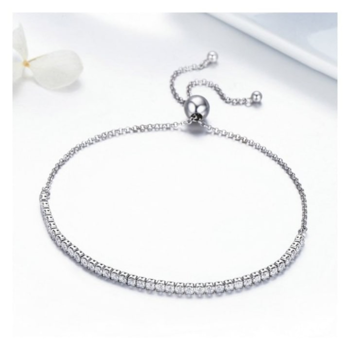 Bratara Tennis Din Argint 925 Super Trends® Cu Zirconii Clear, Bratara Eleganta Pentru Femei, Bratara Tennis Argint Cu Pietre Stralucitoare Tip Zirconiu, Bijuterie Premium Stil Sparkling Tennis, Bratara Argint Tennis Dama Reglabila, Cadou Luxos [6]