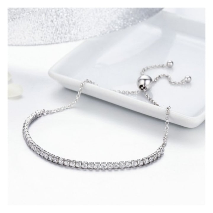 Bratara Tennis Din Argint 925 Super Trends® Cu Zirconii Clear, Bratara Eleganta Pentru Femei, Bratara Tennis Argint Cu Pietre Stralucitoare Tip Zirconiu, Bijuterie Premium Stil Sparkling Tennis, Bratara Argint Tennis Dama Reglabila, Cadou Luxos [2]