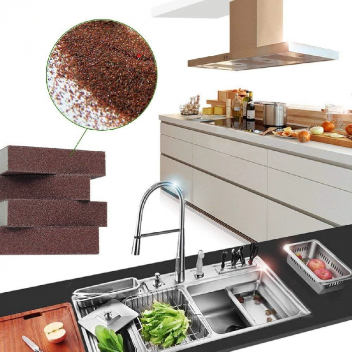 Burete Carborundum Nano Magic Premium SUPER TRENDS® pentru Curatare, Oale si Tigai, Antirugina, 1 Buc [4]