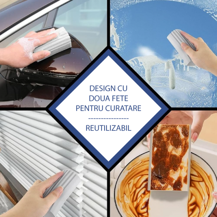 Set 6 Buc Burete Magic de Curatat Premium SUPER TRENDS®, Umed, Reutilizabil, Antistatic, Pentru Curatarea Plintelor, Grilelor de Aerisire, Ventilatorului, Pentru uz Casnic, Gri, 11.5 x 5.5 x 4.5 cm [8]