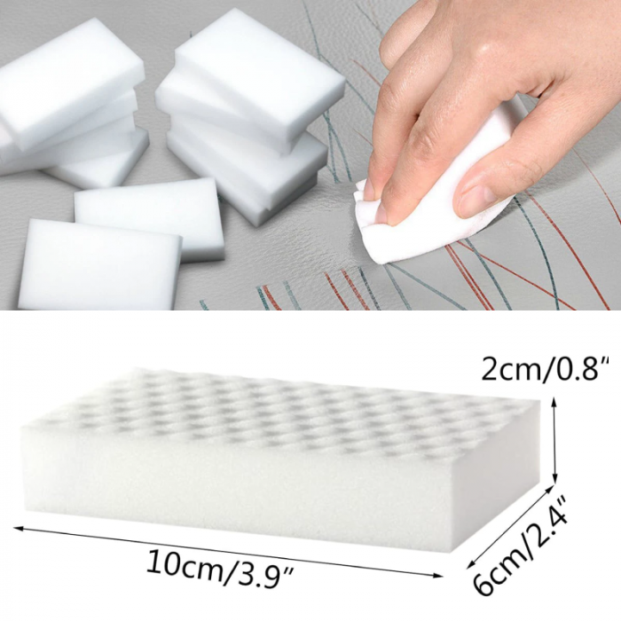 Burete Magic Dur Pentru Curatarea Suprafetelor Profesional SUPER TRENDS®, Set 10  Buc, de 2x Mai Puternic, Alb, 10x6x2 cm [7]
