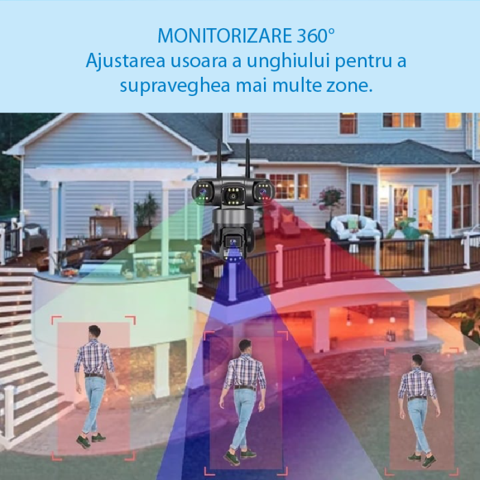 Camera de Supraveghere WiFi 12MP Tripla SUPER TRENDS®, 6K, PTZ, Zoom 10X, Vedere Nocturna Color, Audio Bidirectional [8]
