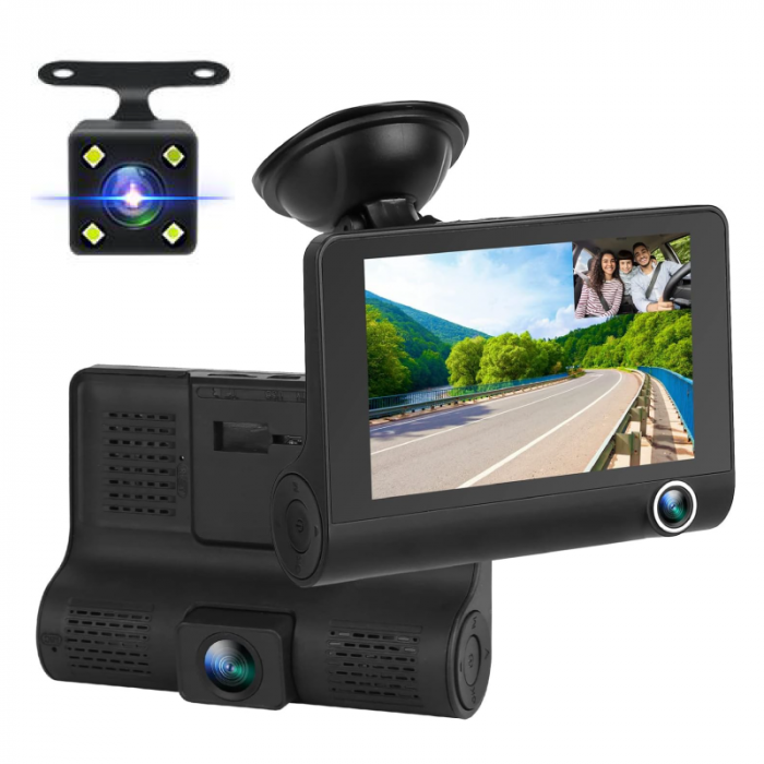 Camera DVR Auto Profesionala SUPER TRENDS®, FHD 1080P 170° Unghi Larg, Afisaj pe Ecran LCD, G-Sensor, WDR, Monitor de Parcare, Inregistrare in Bucla, Detectare Miscare, Neagra [11]
