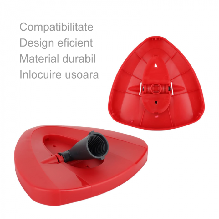 Cap de Rezerva Pentru Mop Rotativ Triunghiular Premium SUPER TRENDS®, Compatibil cu Mopurile Vileda EasyWring sau O-Cedar, Rosu [3]