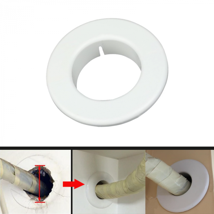 Capac Astupare Gaura Aer Conditionat Profesional SUPER TRENDS®, Protectie si Mascare Traseu Frigorific Pentru Tevi de 70-76 mm, Inaltime Capac 24, 7 mm, PVC, Alb [4]