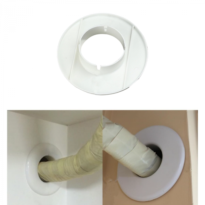 Capac Astupare Gaura Aer Conditionat Profesional SUPER TRENDS®, Protectie si Mascare Traseu Frigorific Pentru Tevi de 70-76 mm, Inaltime Capac 24, 7 mm, PVC, Alb [3]