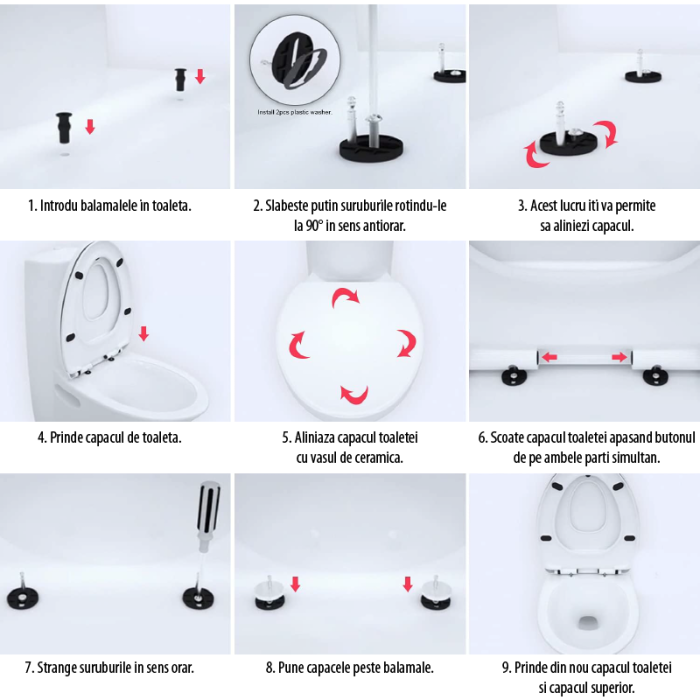 Capac Pentru Toaleta cu Reductie SUPER TRENDS®, 2 in 1, Potrivit Pentru Adulti si Copii, Reductor cu Prindere Magnetica, Inchidere Lenta, Oval, Alb [8]