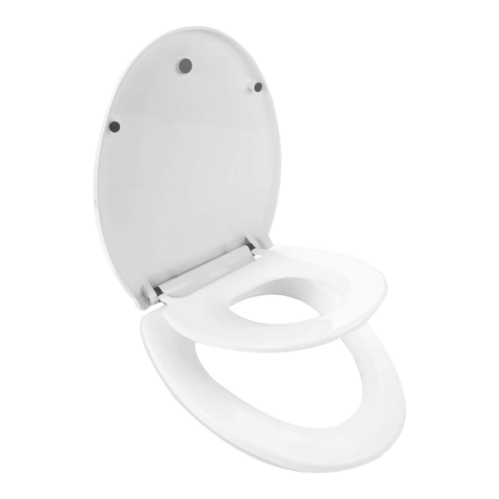 Capac Pentru Toaleta cu Reductie SUPER TRENDS®, 2 in 1, Potrivit Pentru Adulti si Copii, Reductor cu Prindere Magnetica, Inchidere Lenta, Oval, Alb [1]