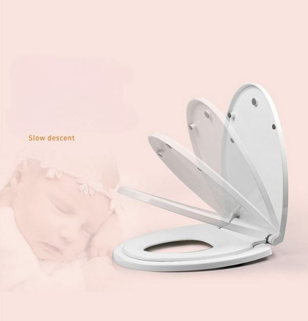 Capac WC 2 in 1 Cu Reductie Pentru Copii si Adulti SUPER TRENDS®, Inchidere Lenta, Plastic Durabil, Alb [5]