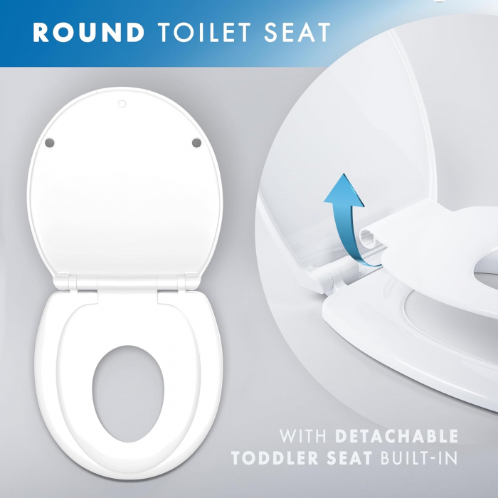 Capac WC 2 in 1 Cu Reductie Pentru Copii si Adulti SUPER TRENDS®, Inchidere Lenta, Plastic Durabil, Alb [1]