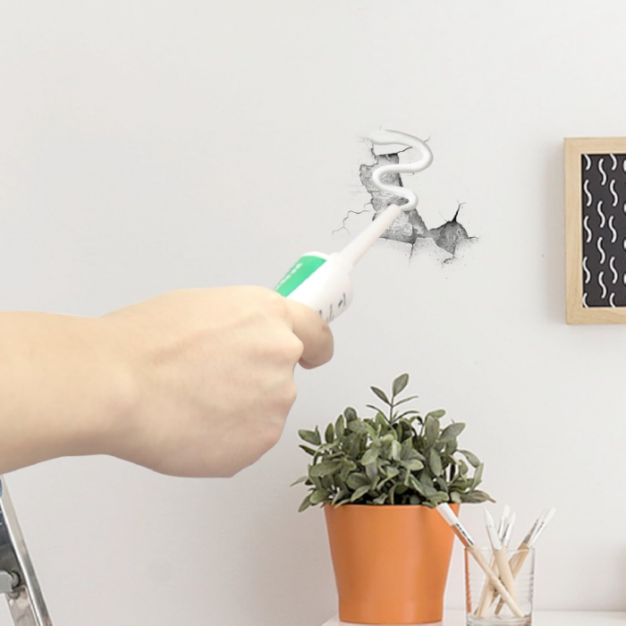 1 + 1 Buc GRATIS Chit Pentru Repararea Crapaturilor Din Pereti Profesional SUPER TRENDS®, Spatula si Varf de Aplicare Incluse, Pasta cu Aderenta Buna si Uscare Rapida, Alb [4]