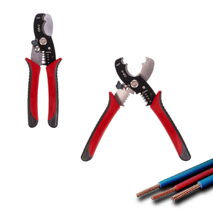 Cleste Multifunctional Dezizolat Cabluri 2.5-8 mm² SUPER TRENDS®, Taiere Pana la 22 mm, Manere Antialunecare, Rosu-Negru [6]