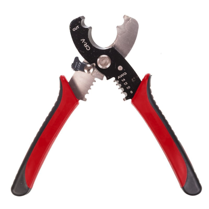 Cleste Multifunctional Dezizolat Cabluri 2.5-8 mm² SUPER TRENDS®, Taiere Pana la 22 mm, Manere Antialunecare, Rosu-Negru [2]