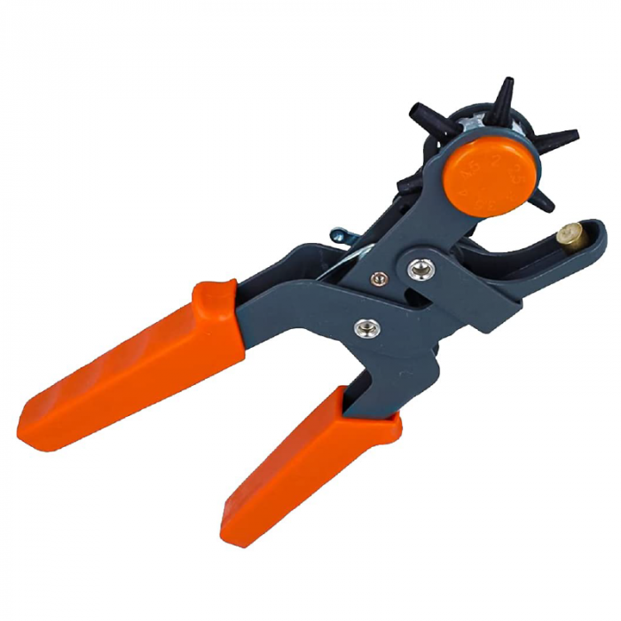Cleste Perforator Pivotant Profesional SUPER TRENDS® cu 6 Capete Pentru Gaurit Curele, Portocaliu-Negru [2]