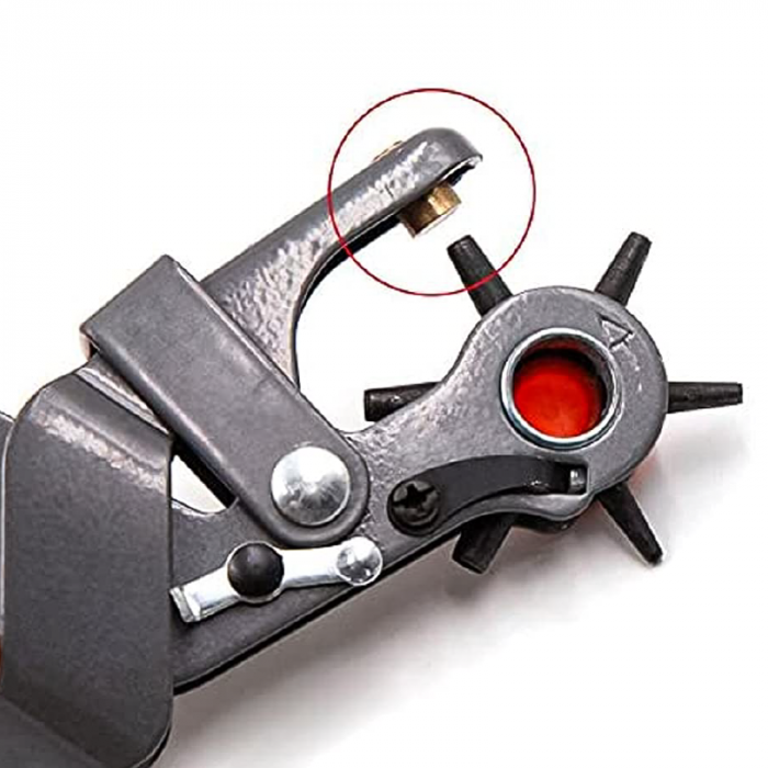Cleste Perforator Pivotant Profesional SUPER TRENDS® cu 6 Capete Pentru Gaurit Curele, Portocaliu-Negru [5]
