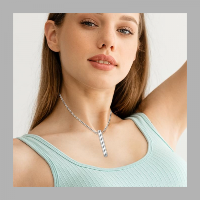 Colier din Otel Inoxidabil Pentru Respiratie Constienta Premium SUPER TRENDS®, Calmarea Anxietatii, Stresului si Atacurilor de Panica, Instrument Pentru Meditatie, Argintiu [2]