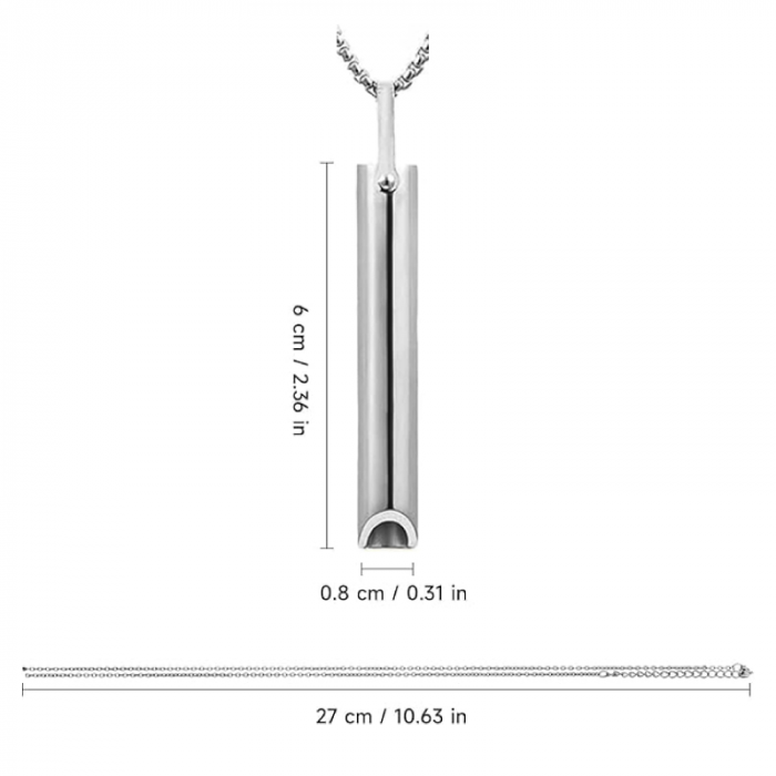 Colier din Otel Inoxidabil Pentru Respiratie Constienta Premium SUPER TRENDS®, Calmarea Anxietatii, Stresului si Atacurilor de Panica, Instrument Pentru Meditatie, Argintiu [7]