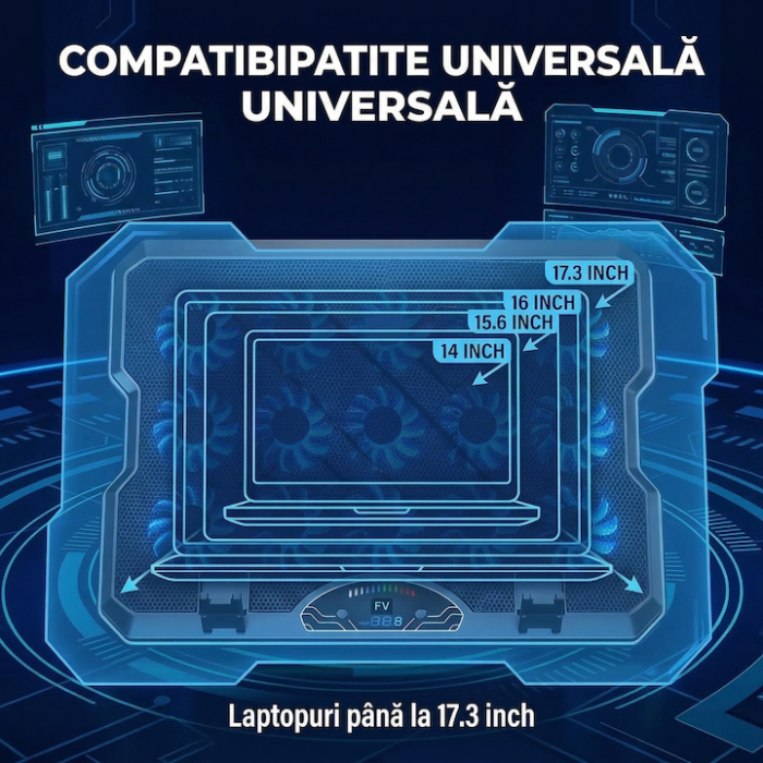 Cooler Laptop Cu 15 Ventilatoare Silentioase, Cooler Laptop Reglabil Ergonomic 7 Trepte, Suport Racire Laptop Pana La 17.3 Inch, Stand Laptop Cu Racire Eficienta, Suport Laptop Cu Ventilatie Puternica Si Suport Telefon Integrat [7]
