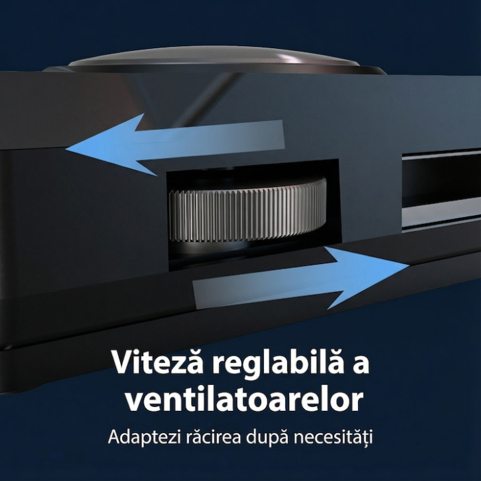 Cooler Stand Laptop Cu 6 Ventilatoare Si Viteza Reglabila A Turatiilor, Cooler Laptop Universal Pana La 18 Inch Ajustabil, Cooler Laptop Cu 2 Porturi USB, Design Ergonomic, Negru [14]