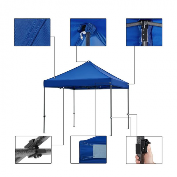 Cort tip Pavilion 3 x 3 m de Gradina sau Terasa Premium SUPER TRENDS®, Structura Metalica, Impermeabil, Montare Usoara, Protectie UV, Verde [7]
