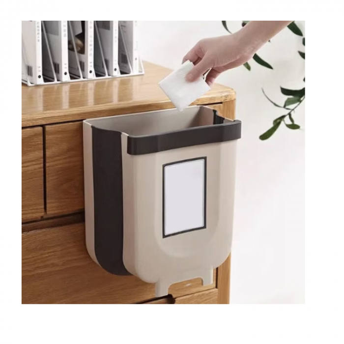 Cos De Gunoi Suspendat, SUPER TRENDS®, Pliabil, Pentru Usa Dulap, 28.5 x 25 cm, Maro [3]