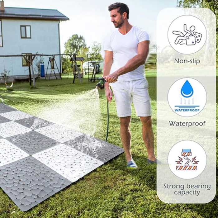 Covoras de Baie Antiderapant Premium SUPER TRENDS®, Ventuze Pentru Fixare si Gauri de Scurgere, se Poate Imbina, Usor de Curatat, Rezistent, Pentru podelele de Dus si Baie, 30 x 30 cm, 1 Buc, Gri [8]