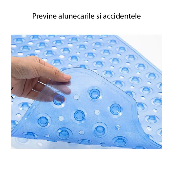 Covoras de Baie Antiderapant SUPER TRENDS®, Antibacterian, Fara Miros, cu Ventuze, PVC, 40x100cm, Negru [2]