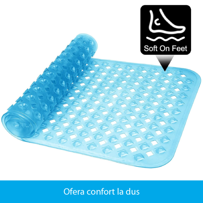 Covoras de Baie Antiderapant SUPER TRENDS®, Antibacterian, Fara Miros, cu Ventuze, PVC, 40x100cm, Negru [5]