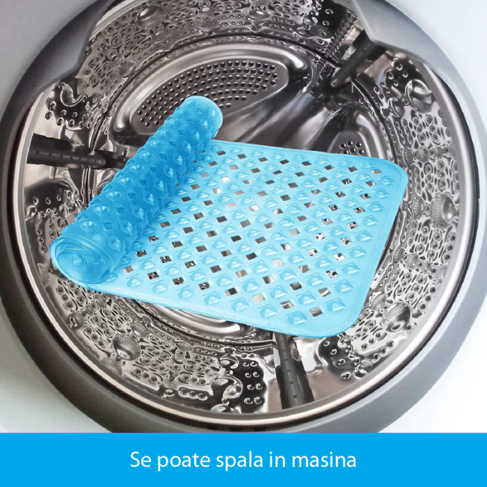 Covoras de Baie Antiderapant SUPER TRENDS®, Antibacterian, Fara Miros, cu Ventuze, PVC, 40x100cm, Negru [4]