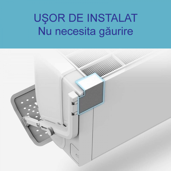 Deflector Aer Conditionat Premium SUPER TRENDS®, Extensibil 57-105 cm, Rotire 300°, Usor de Instalat, ABS, Alb [3]